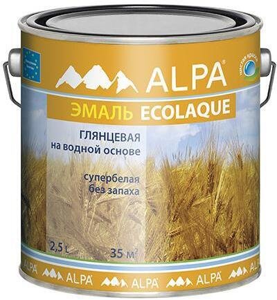 Эмаль акриловая Alpa Ecolaque глянцевая белая (2,5л)