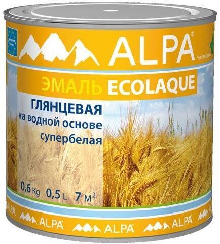 Эмаль акриловая Alpa Ecolaque глянцевая белая (0,5л)
