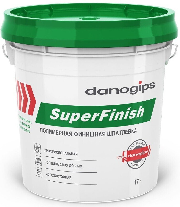 Шпатлёвка полимерная готовая Danogips SuperFinish финишная 28кг