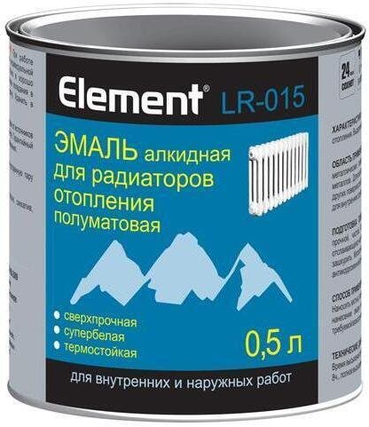 Эмаль для радиаторов алкидная ELEMENT LR-015 белая полуматовая (0,5л)