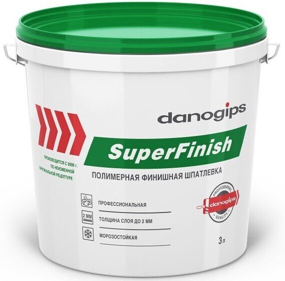 Шпатлёвка полимерная готовая Danogips SuperFinish финишная 5кг