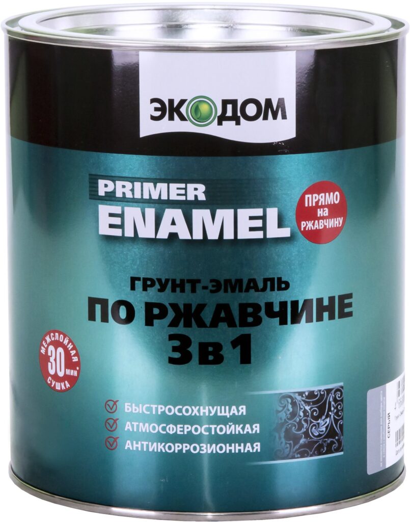 Грунт-эмаль по ржавчине 3в1 ЭКОДОМ Зеленый Мох RAL 6005 (2,2кг)