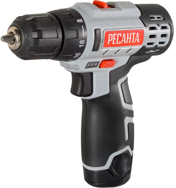 Шуруповерт аккумуляторный Ресанта ДА-12-2ЛК Li-ion 40Нм 12В 2х2Ач