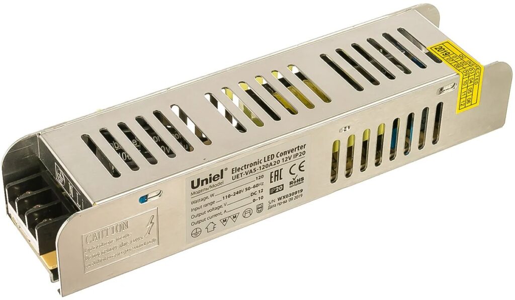 Трансформатор 12V 120Вт UET-VAS-120A20 IP20