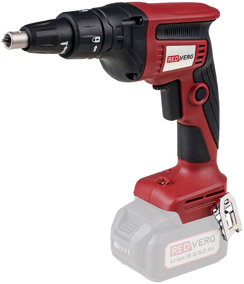 Шуруповерт для гипсокартона аккумуляторный RedVerg RD-DS18BLC/U Li-Ion 30Нм 18.0В без аккумулятора без З/У