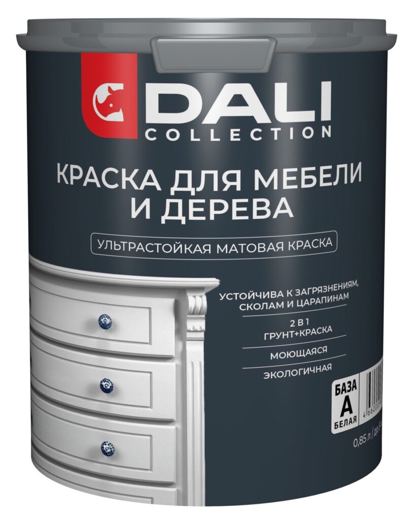 Краска для мебели и дерева Dali Collection Матовая Белая База А (0,85л)