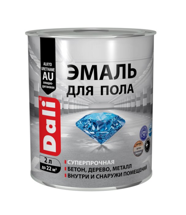 Эмаль DALI для всех видов пола алкидно-уретановая 2л База А Белая